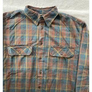Gap Mens Flannel Shirt Size M Multicolor Plaid Long Sleeve Cotton Button Down